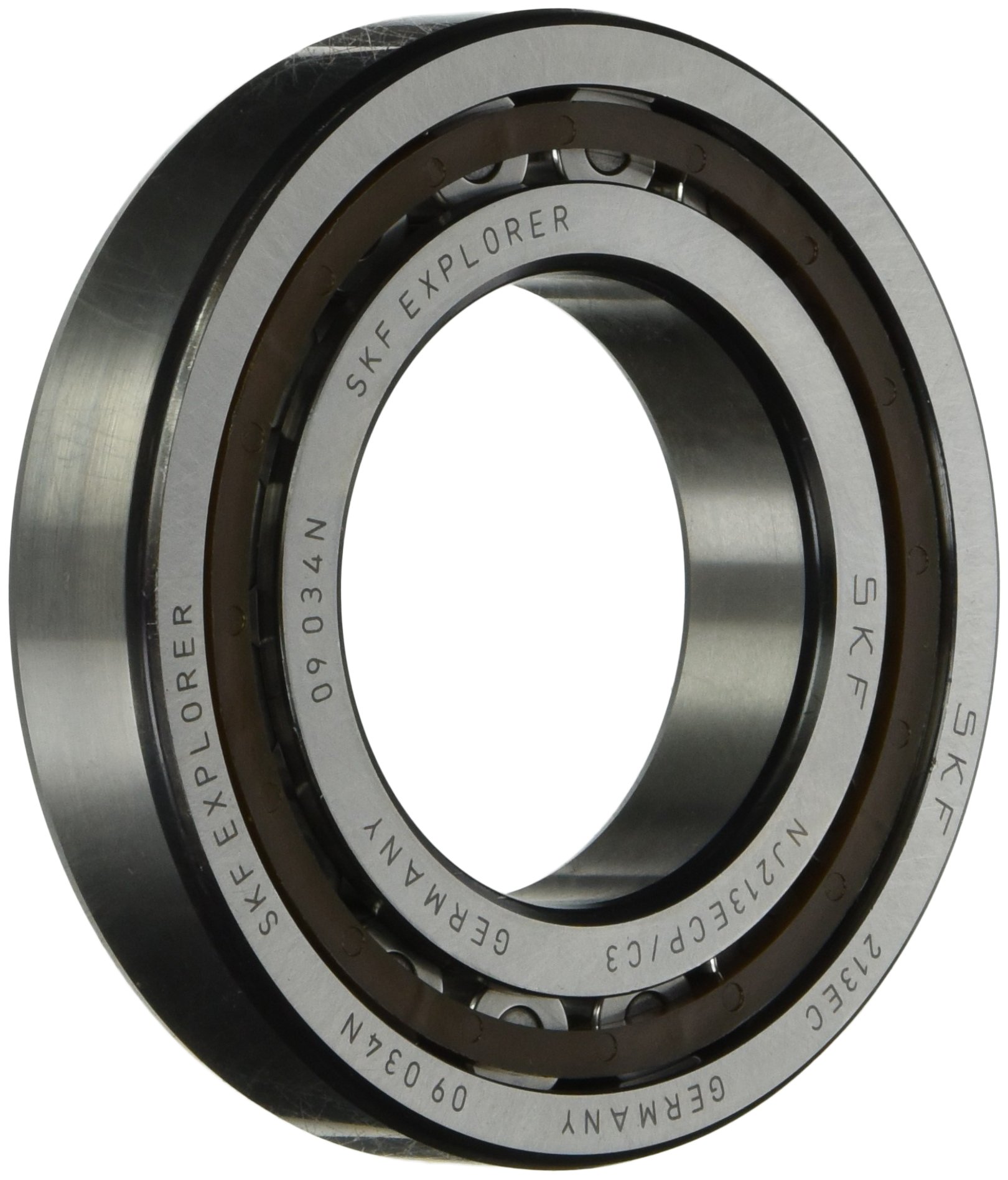 SKF NJ 307 ECP/C3 Cylindrical Roller Bearing, Single Row, Removable Inner Ring, Flanged, Straight Bore, High Capacity, C3 Clearance, Polyamide/Nylon Cage, Metric, 35mm Bore, 80mm OD, 21mm Width