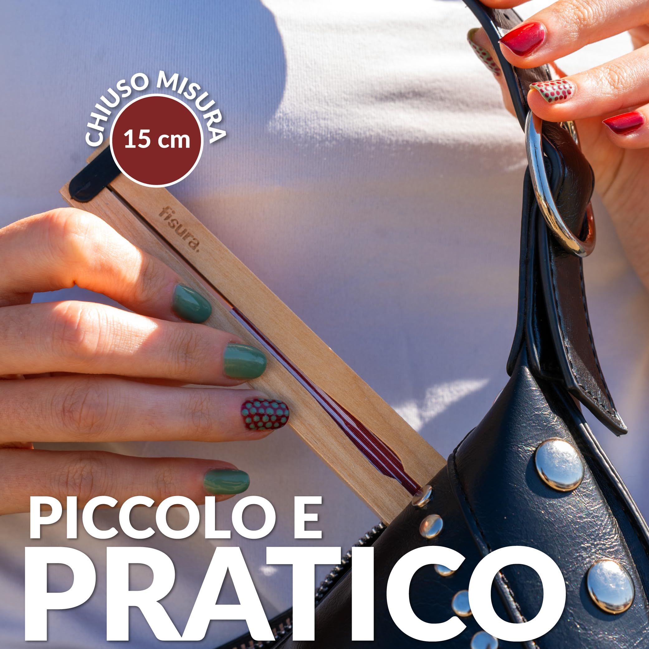 Fisura – Ventaglio pieghevole con righe rosse e bianche, ventaglio originale in carta, pai pai bianco e rosso, accessorio per matrimonio, dettaglio per invitati, idea regalo festa