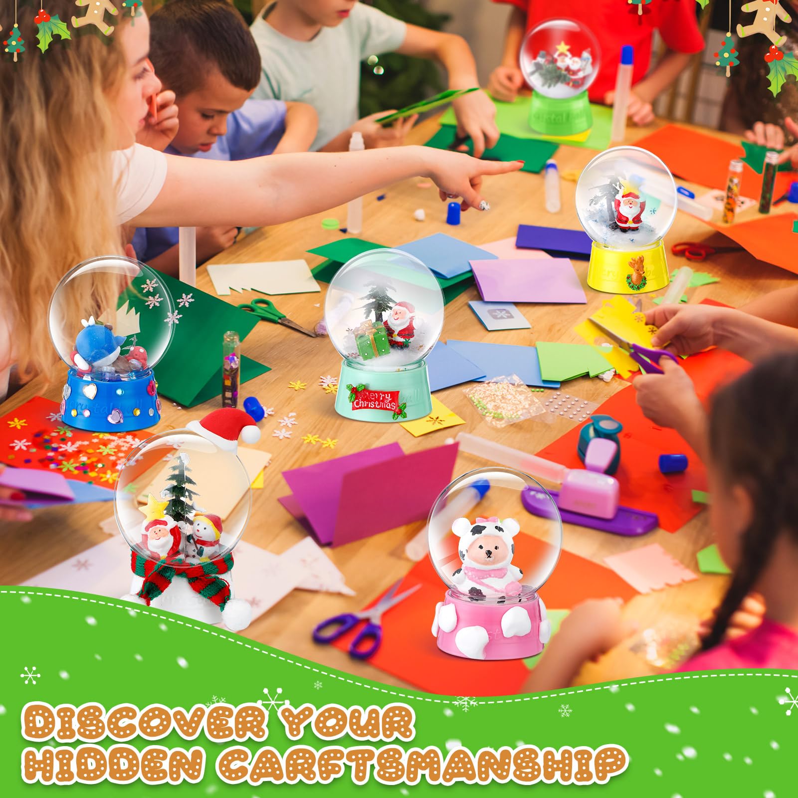 Mifoci 24 globos de nieve de plástico transparente de 4 pulgadas, globos de nieve de Navidad rellenables vacíos con tapa de rosca, caja de exhibición para manualidades, adornos de niños, decoración