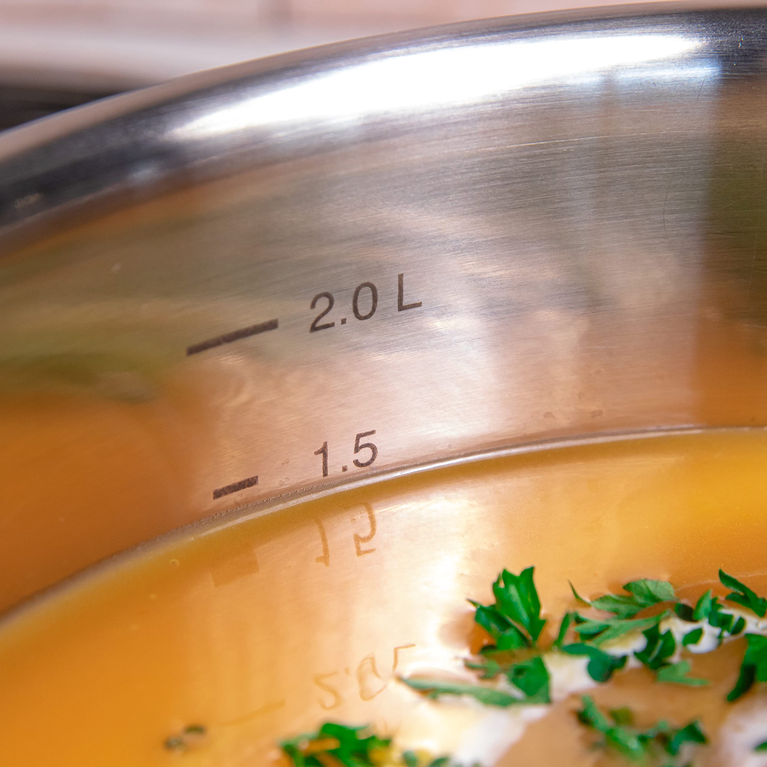 Spring CULINOX Bratentopf mit Deckel, 5-Lagen-Kupferboden, Ø 16 cm | Kochtopf, 18/10 Edelstahlschicht, dreifacher Aluminiumkern, für alle Herdarten, backofenfest, induktionsgeeignet
