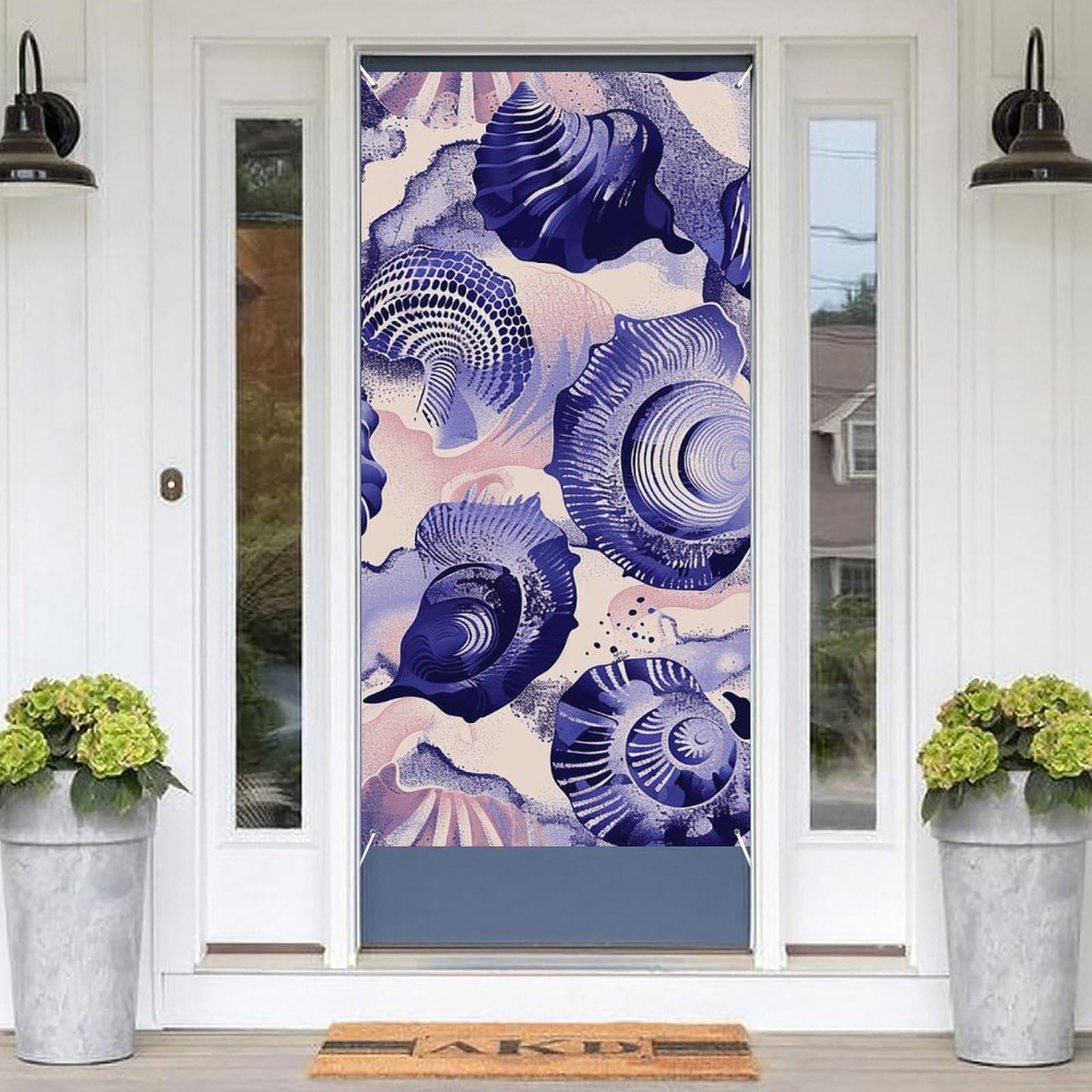 KLOPH Door Cover Decoration Welcome Door Banner Porch Sign Photo Background Door Curtains for Doorway Privacy Window Curtain Purple and Beige Door Porch Cover Indoor Outdoor Decor 70.9x35.4in