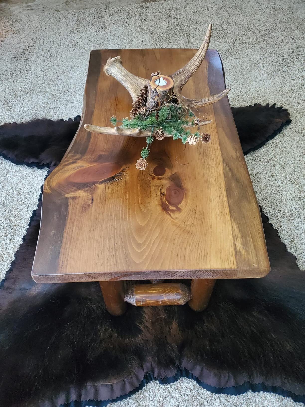 32/mo Finance Rustic Log Coffee and End Table Set Pine and Cedar