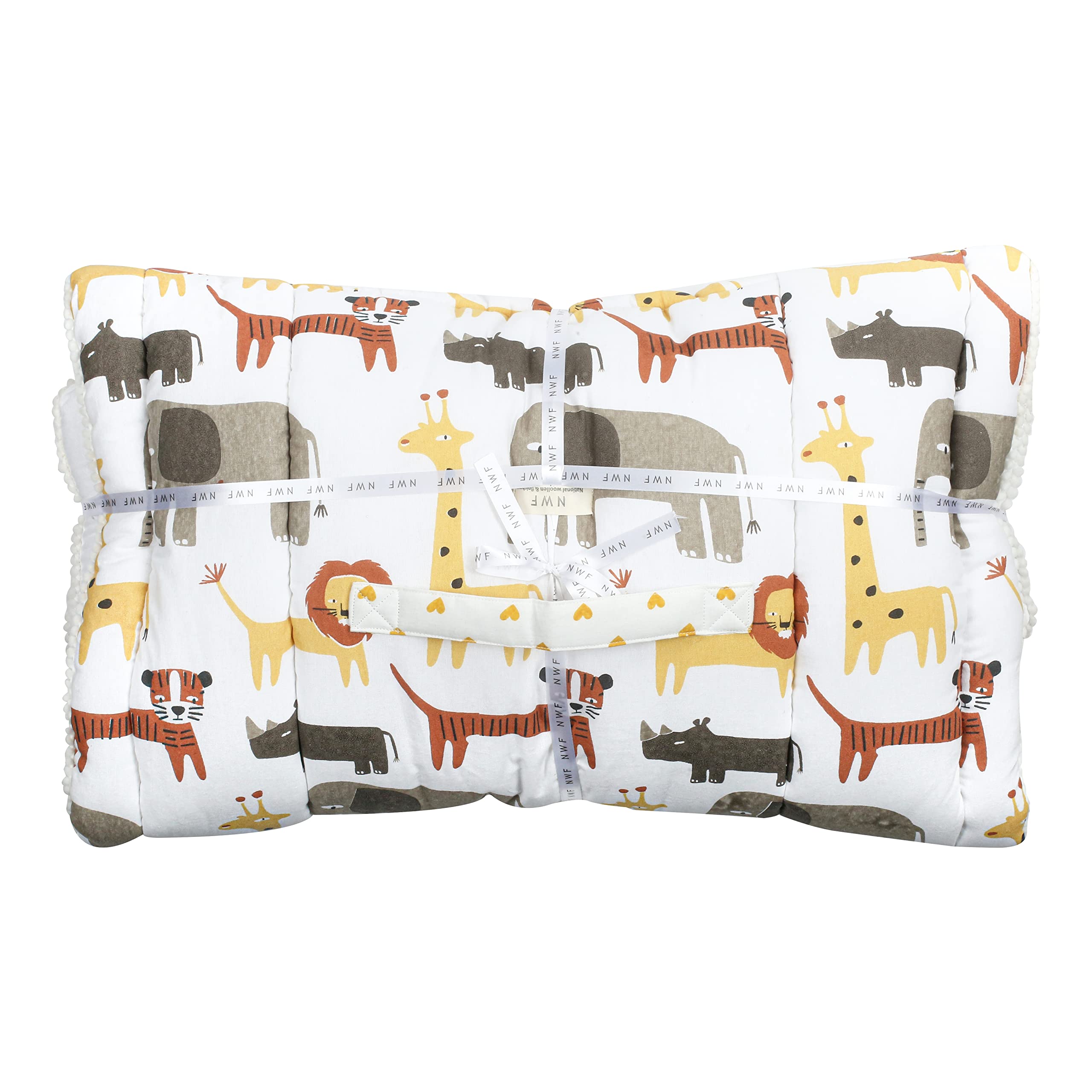 NWF Pack of 4 – Unisex Baby Bedding Set | 100% Cotton Mattress, Pillow & Bolsters | Daytime Use | 26x40 Inches | Animal Print | 0–24 Months - Image 3 thumbnail