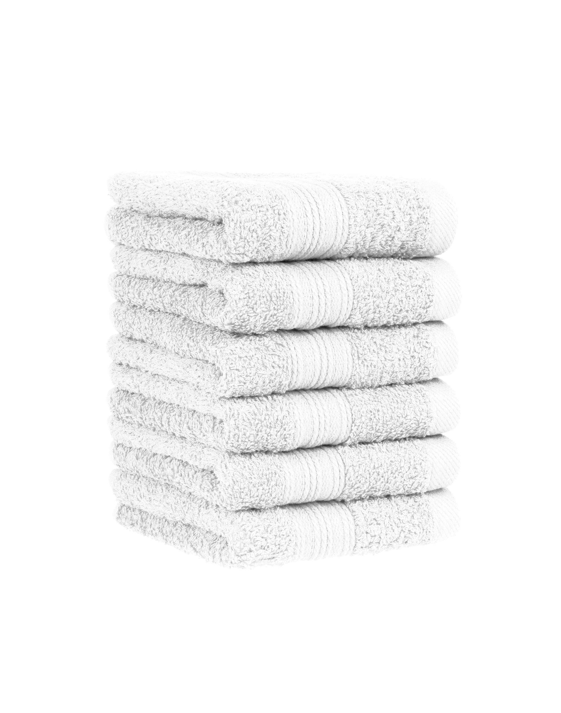 Set di 6 asciugamani per ospiti in diversi colori, 100% cotone, 30 x 50 cm, bianco