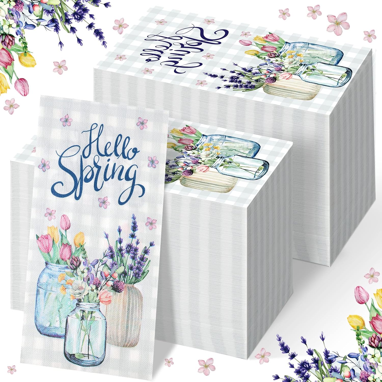 Sinmoe 200 Pcs 2 Ply Spring Guest Napkins Paper Guest Towels for Bathroom Decorative Disposable Hand Paper Towel Summer Floral Napkins for Wedding Bridal Shower Party (Charming, Charming)
