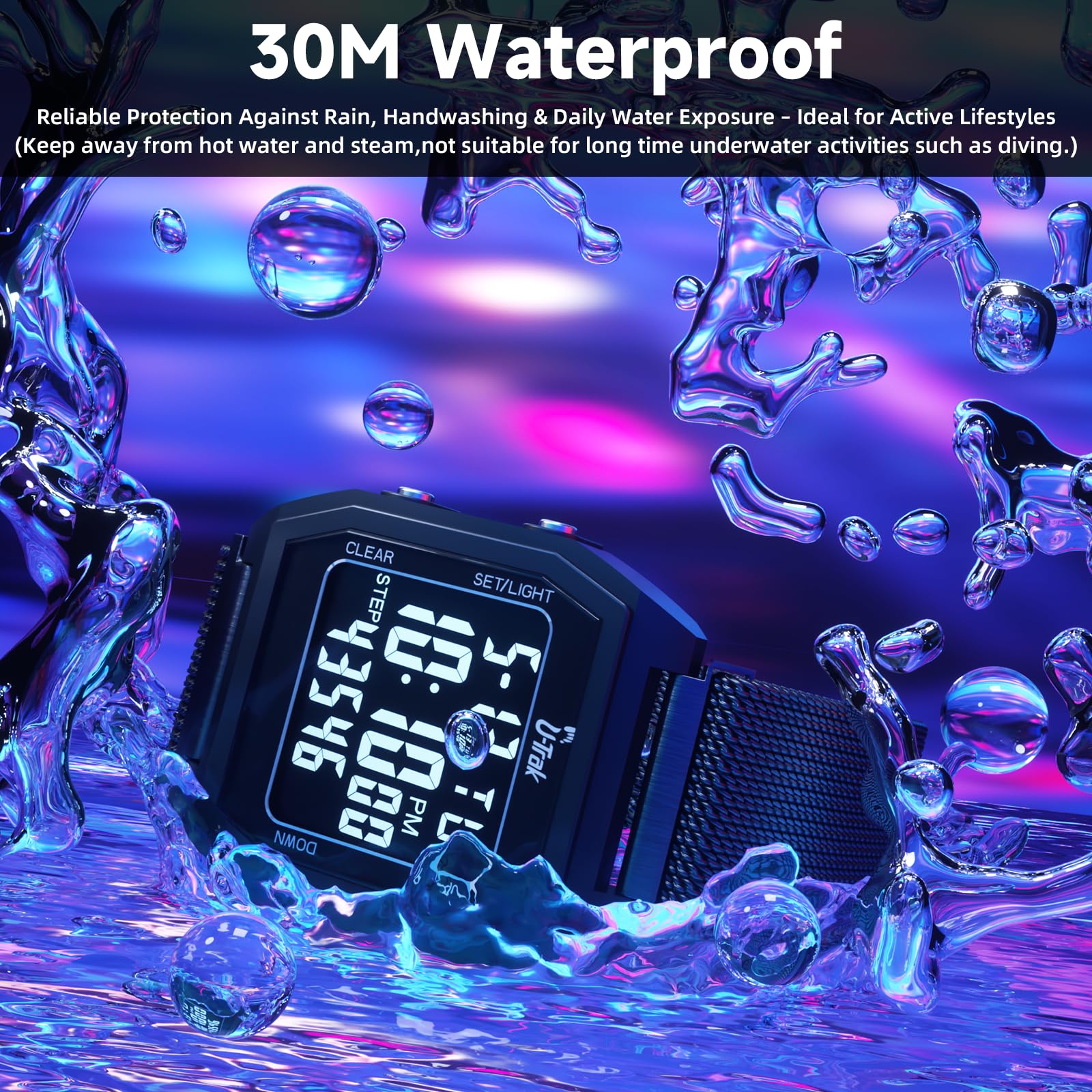 Relojes con podómetro 3D para caminar, relojes simples con correa magnética, resistente al agua, con correa magnética para hombres, mujeres, niños y personas mayores