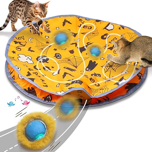 Juguetes interactivos para gatos, pelota rodante en la bolsa, chirping y activada por movimiento, juguete interactivo para jugar al escondite en la