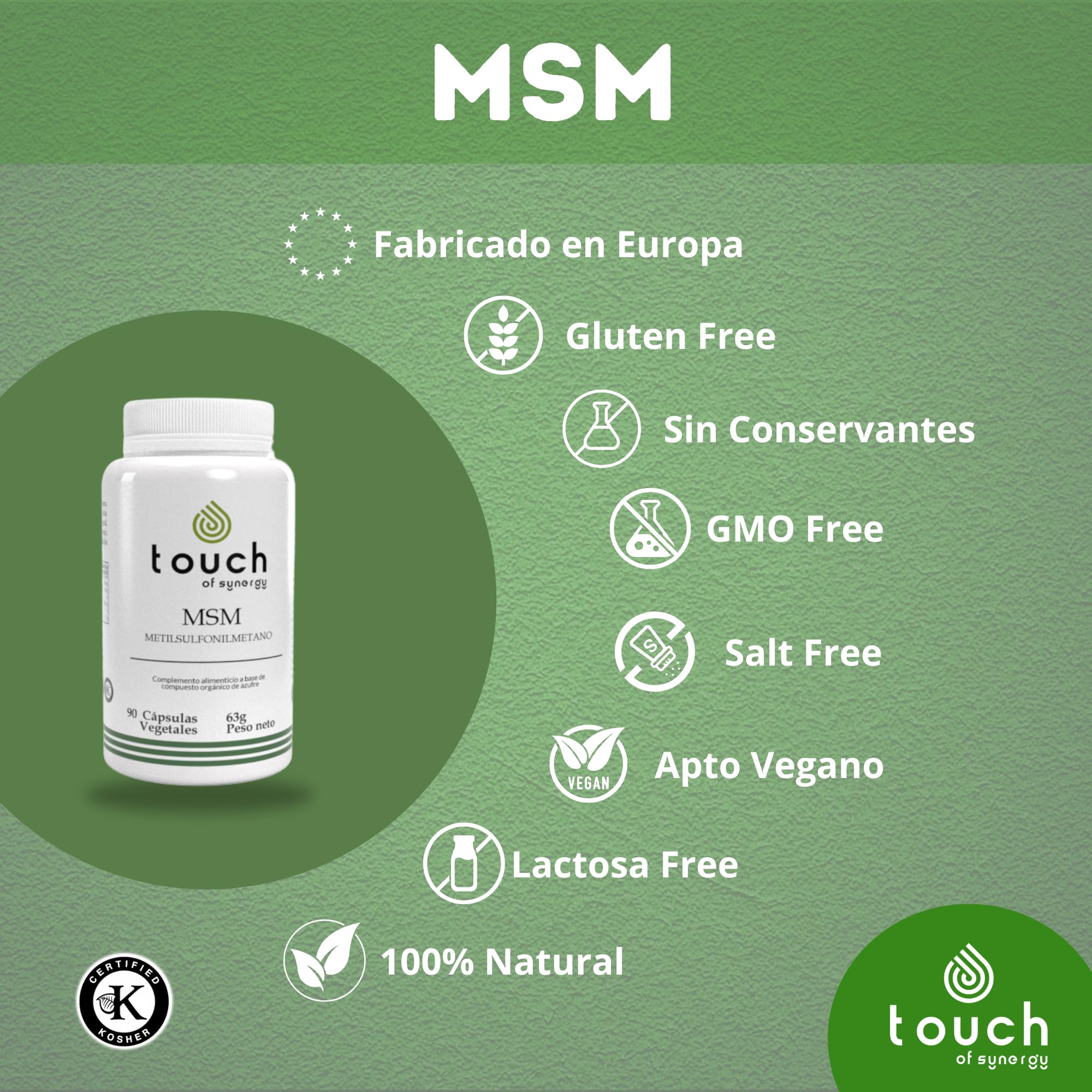 MSM 1000mg - 90 Cápsulas - Metilsulfonilmetano Puro - Apoya la Salud Articular, Reduce la Inflamación y Mejora la Movilidad