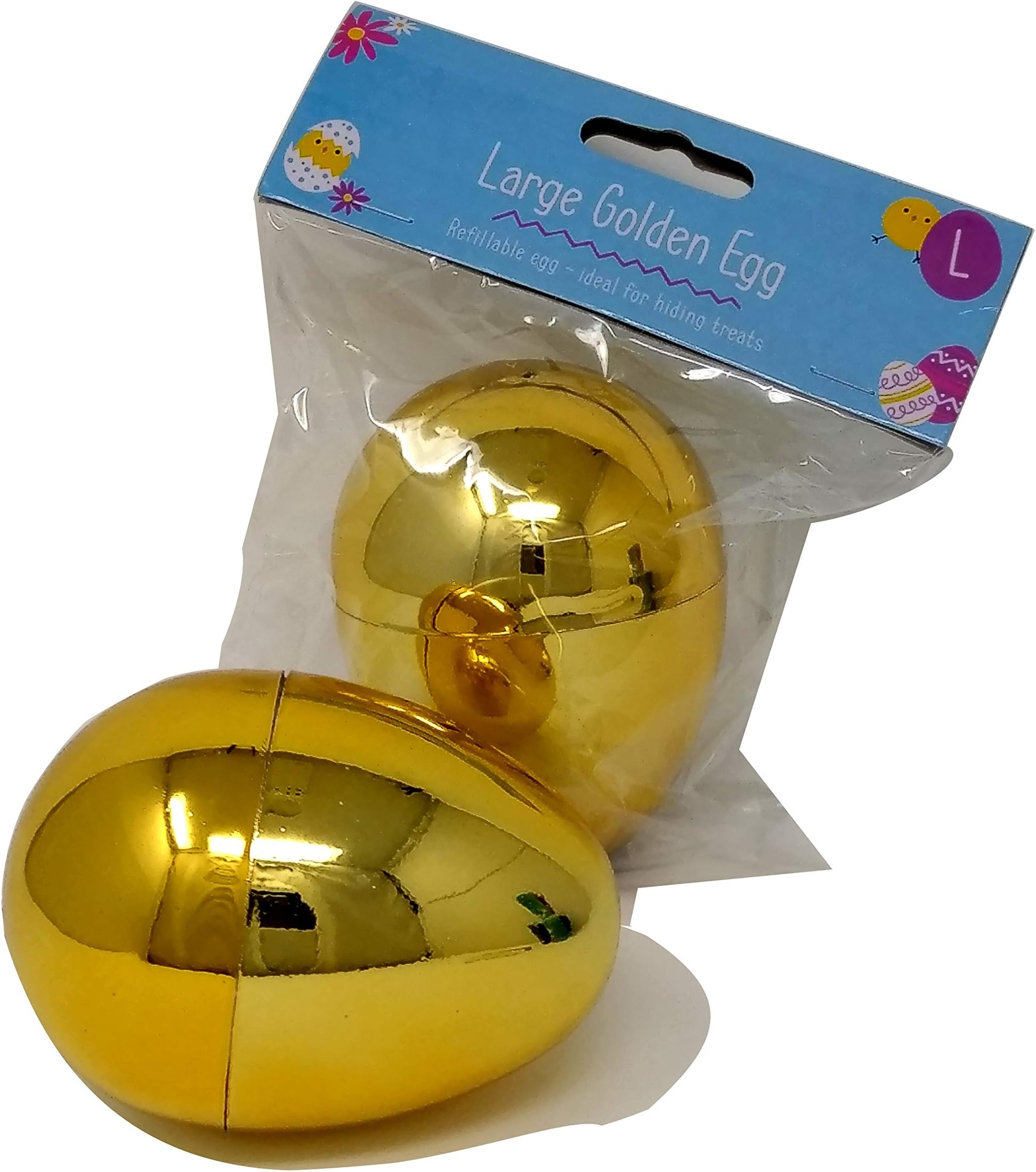 Large Metallic Golden Plastic Egg (8 cm x 6.8 cm) 1 Piece - Durable, Refillable, Ideal for Easter Egg Hunts, Treat Hiding, & More