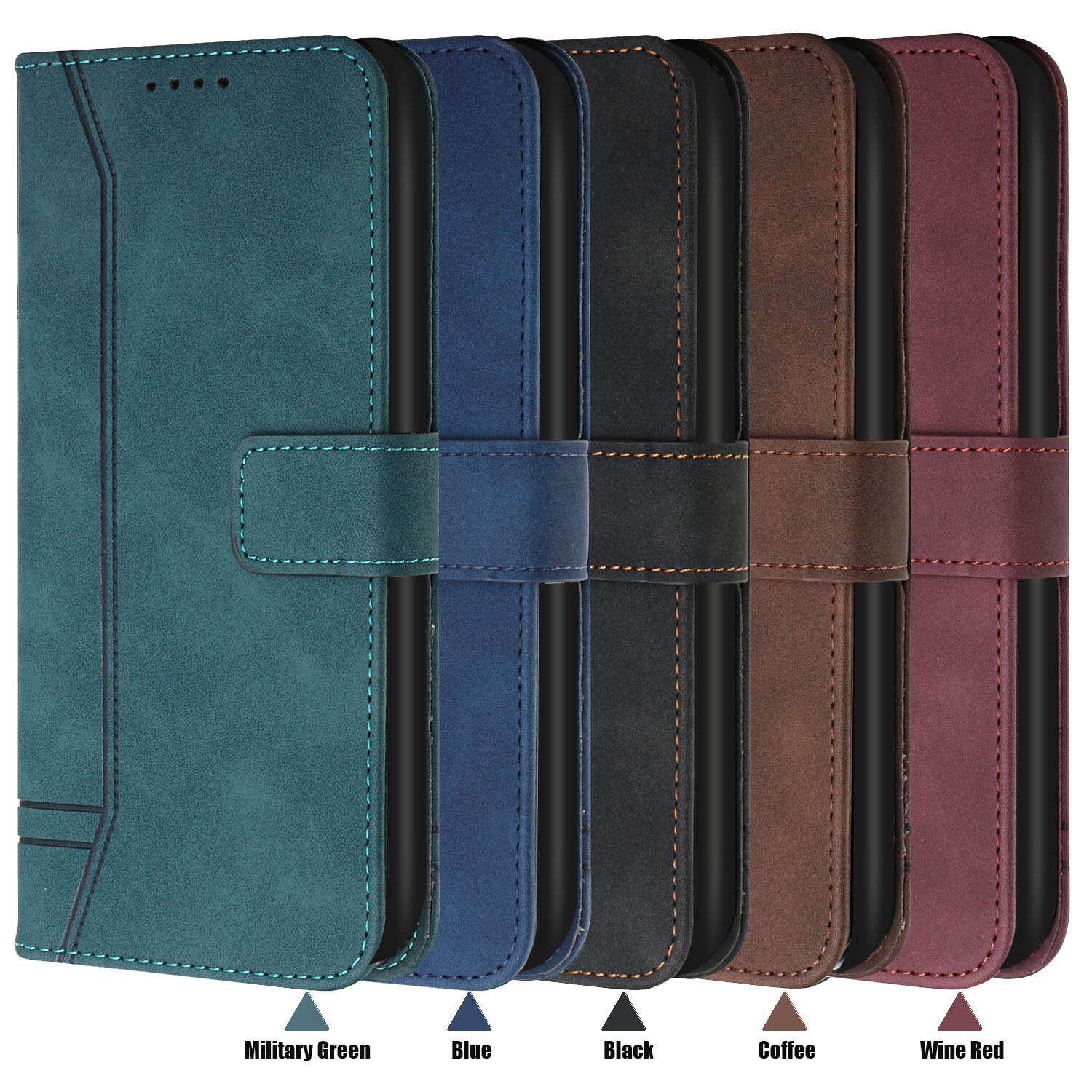 Generic Custodia compatibile con Samsung Galaxy S22 (colore blu) Custodia a libro magnetica in pelle con motivo linea laterale