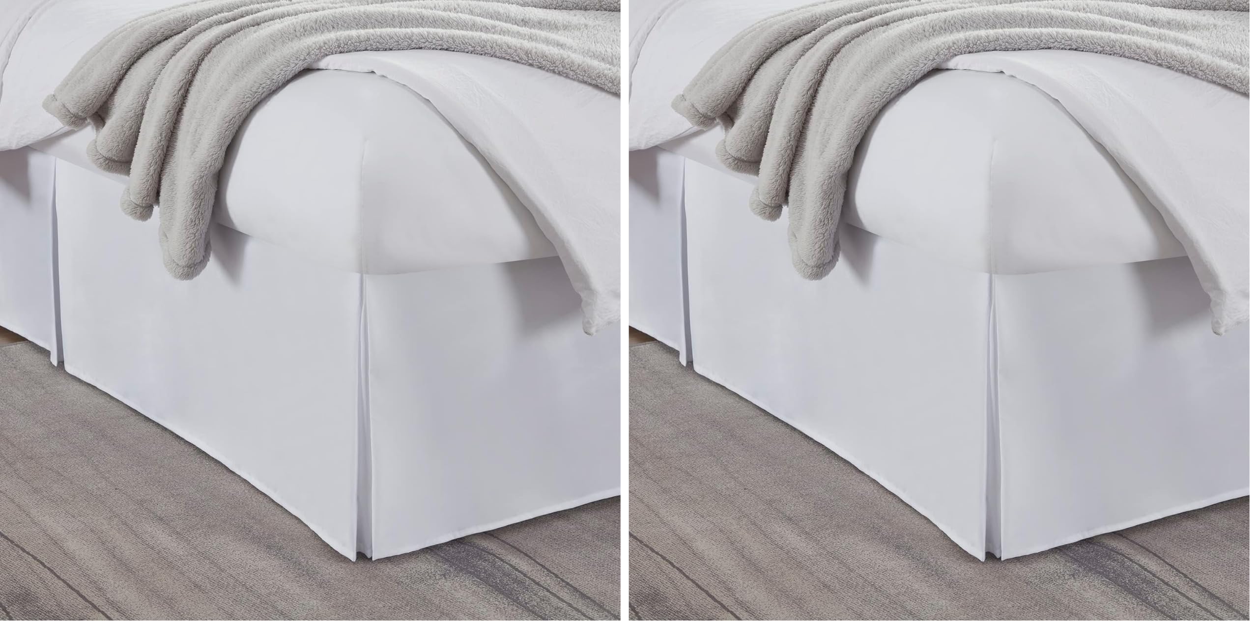 Nestl White Bed Skirt King Size - King Bed Skirt 14 Inch Drop - Brushed Microfiber Bed Skirts - Hotel Quality Pleated Bed Skirt - Shrinkage &amp; Fade Resistant (Pack of 2)