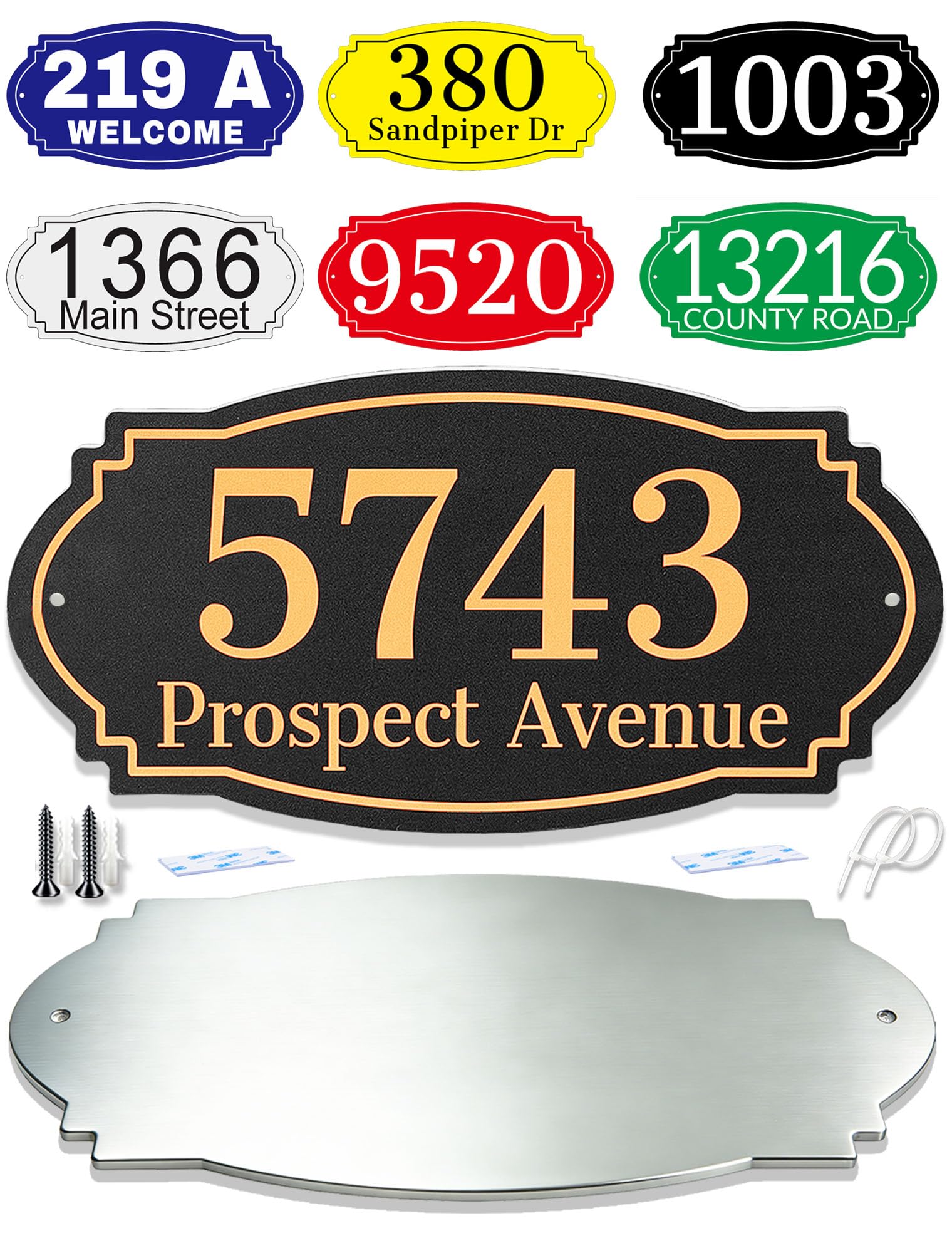 House Numbers Address Sign Custom Rustproof Metal Plaque for House Outside