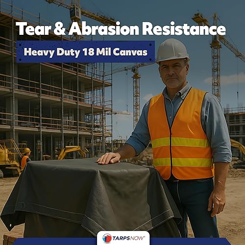 Miniatura 4 de TarpsNow Lona ignífuga de 8 x 10 pies  Lona resistente de 18 milésimas de pulgada de pulgada de grosor  Resistente al fuego y al desgarro con ojales