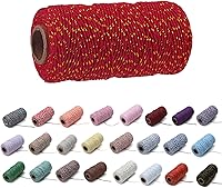 Vista 28 de 1 rollo de cuerda de algodón colorida de 0.079 in de 109 yardas, cuerda para panaderos, manualidades, envoltura de regalos, Navidad, boda, blanco