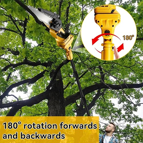 Miniatura 2 de Mini motosierra inalámbrica 2 en 1 de 8 pulgadas compatible con Dewalt 20V, motosierra sin escobillas con poste de extensión de 2 M, extensible