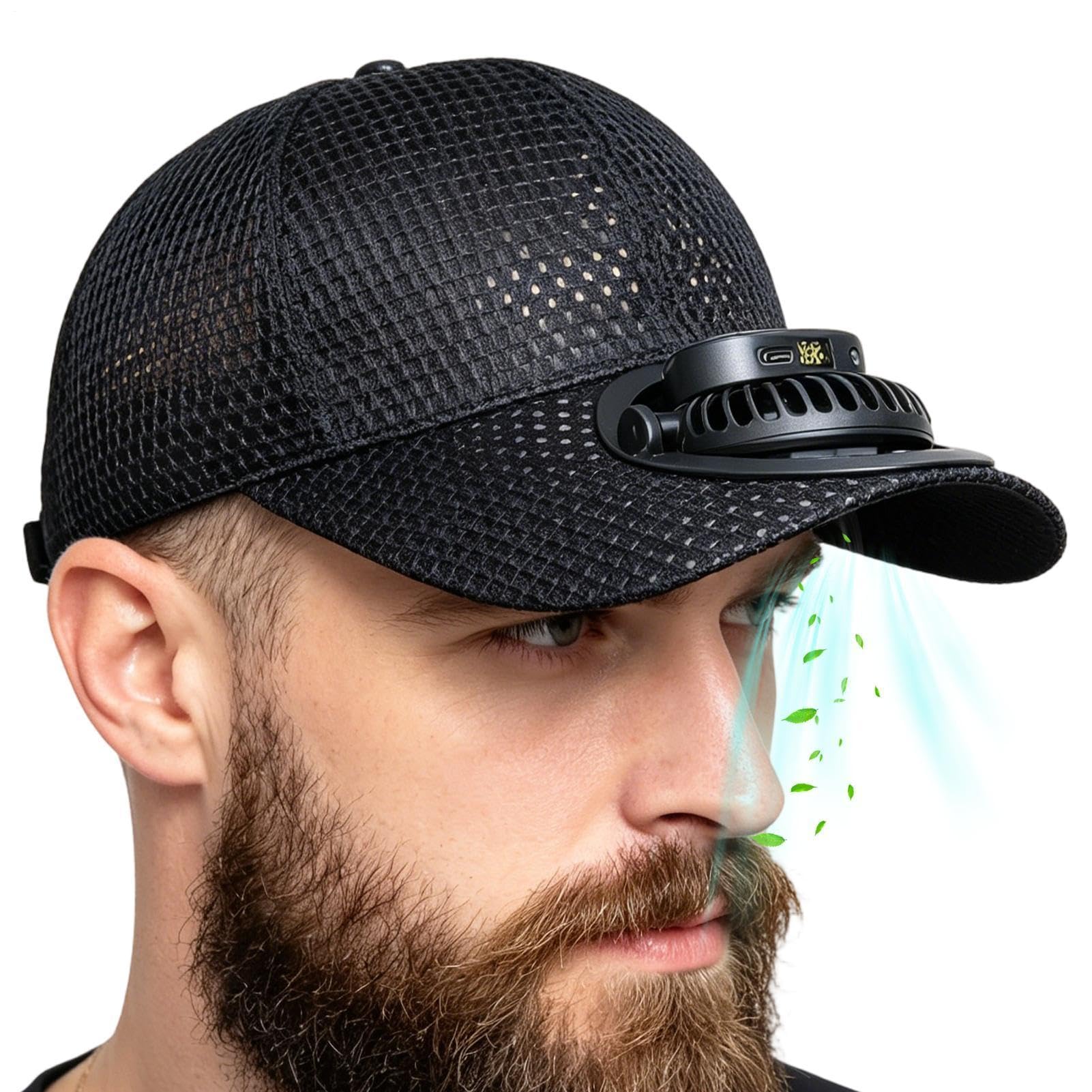 Solar-Ventilator-| Kühlende Kopfbedeckung mit UV-Scz - Solar-Mit Integriertem Ventilator | für Outdoor-Angeln, Wandern, Radfahren, Reisen, Picknick, Urlaub, und Sport