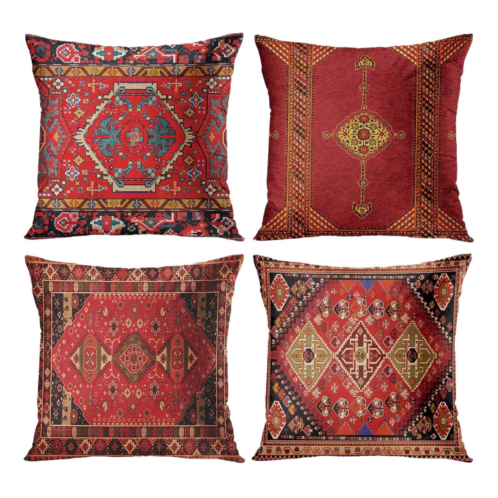 Coussins décoratifs floraux pour canapé et salon au style ethnique et chaleureux