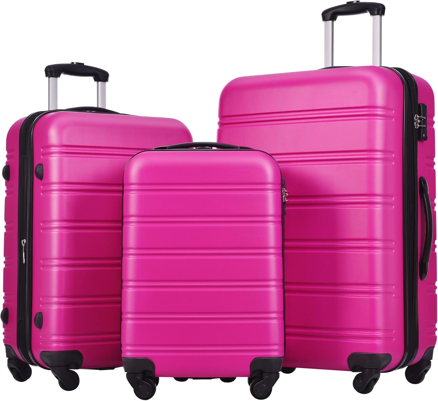 Merax Luggage Sets of 3 Piece Carry on Suitcase Airline Approved,Hard Case Expandable Spinner Wheels (Pink)