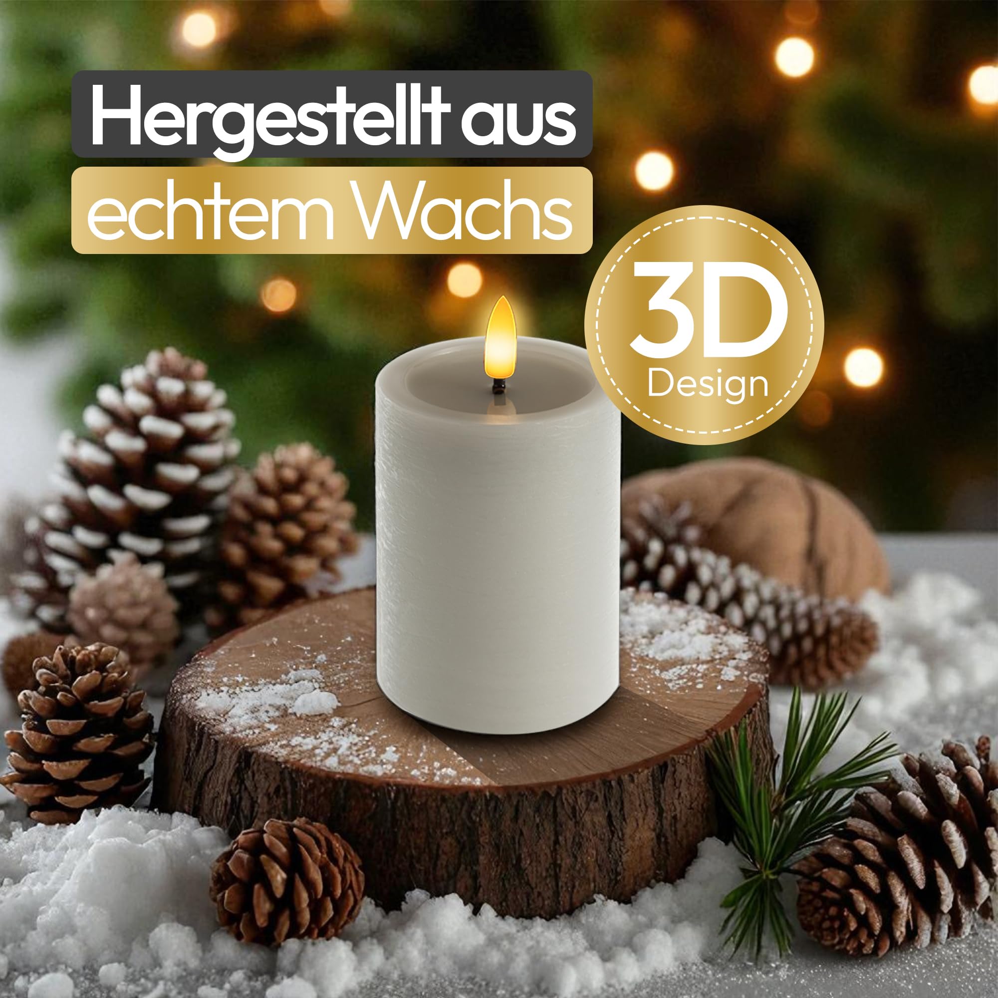 Meisterhome Juego de 3 velas LED grises, sin llama, con llama parpadeante, diseño rústico, con mando a distancia y temporizador, funciona con pilas, blanco cálido, 10/12,5/15 cm de alto