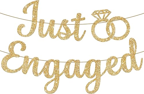 Miniatura 2 de KatchOn, Cartel de compromiso dorado con purpurina y bonito globo de anillo de diamantes, paquete de 2, globos de anillo de compromiso, decoraciones