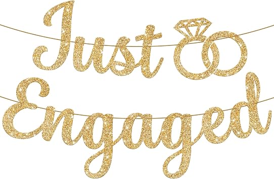 Amazon.com: KatchOn, Glitter Gold Just Engaged Banner - 10 Feet, No DIY ...