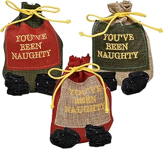 Christmas Bag of Coal in a Drawstring Bag You've been Naughty for Holiday Santa Stocking Filler, Pack of 3 Lump of Coals
