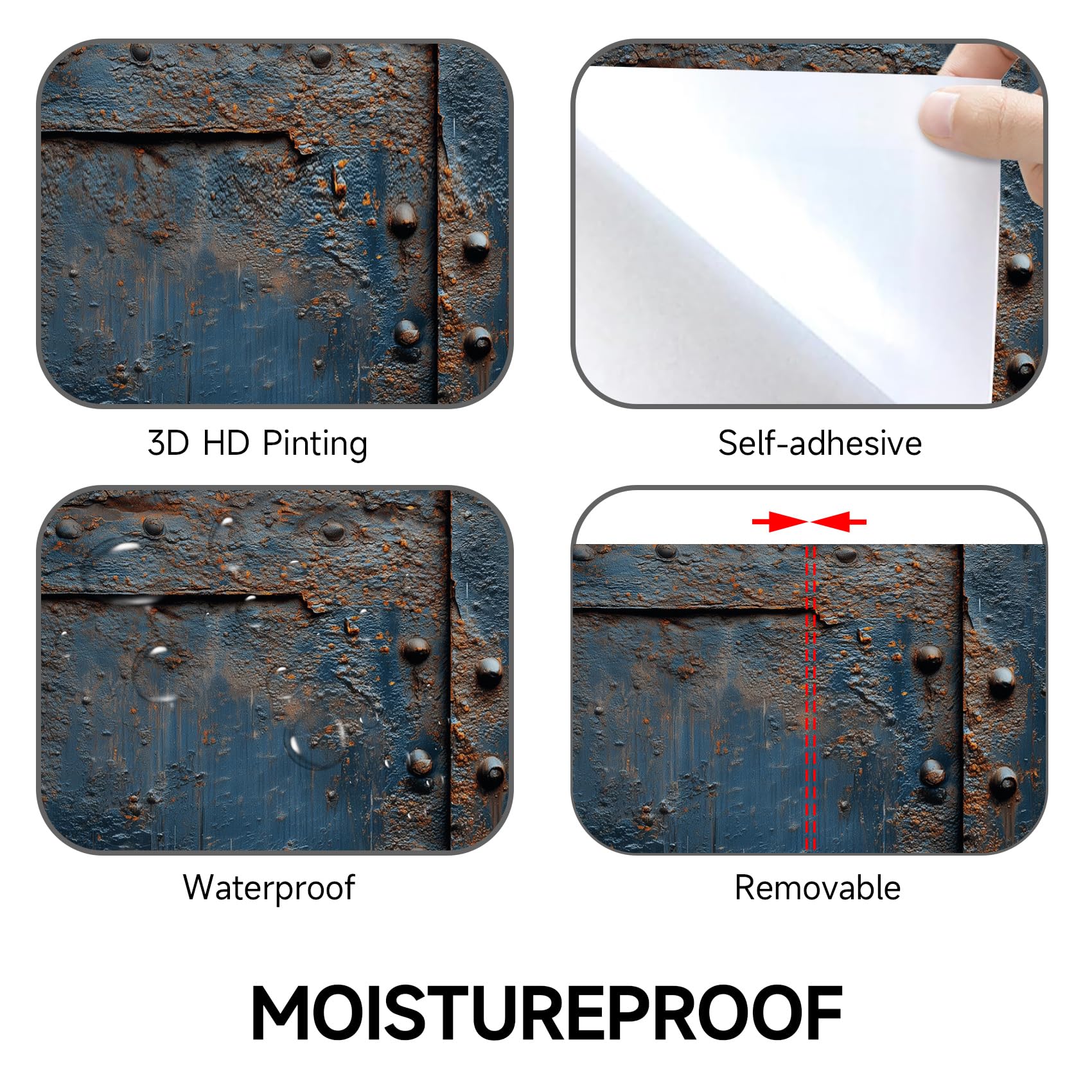 Eisen Türtapete Selbstklebend 85x200 cm Rost, Industrie Türfolie Türposter, Türaufkleber Für Badezimmer Abnehmbar Wasserdicht