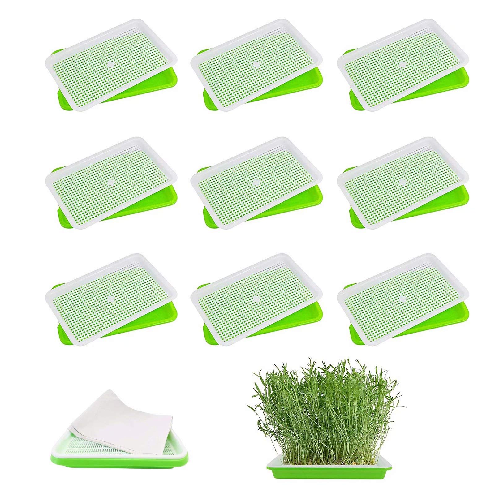 Lot de 10 plateaux de germination de graines - Kit de culture sans BPA - Plateau de germination de graines - Plateaux de culture pour micropousses avec papier de germination - Plateaux de