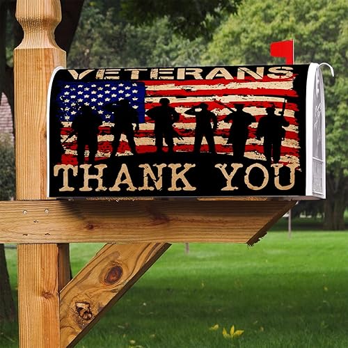 Miniatura 6 de Texupday Cubierta patriótica para buzón del Día de la Independencia de los Veteranos con tira magnética para el Día de los Caídos, tamaño estándar,