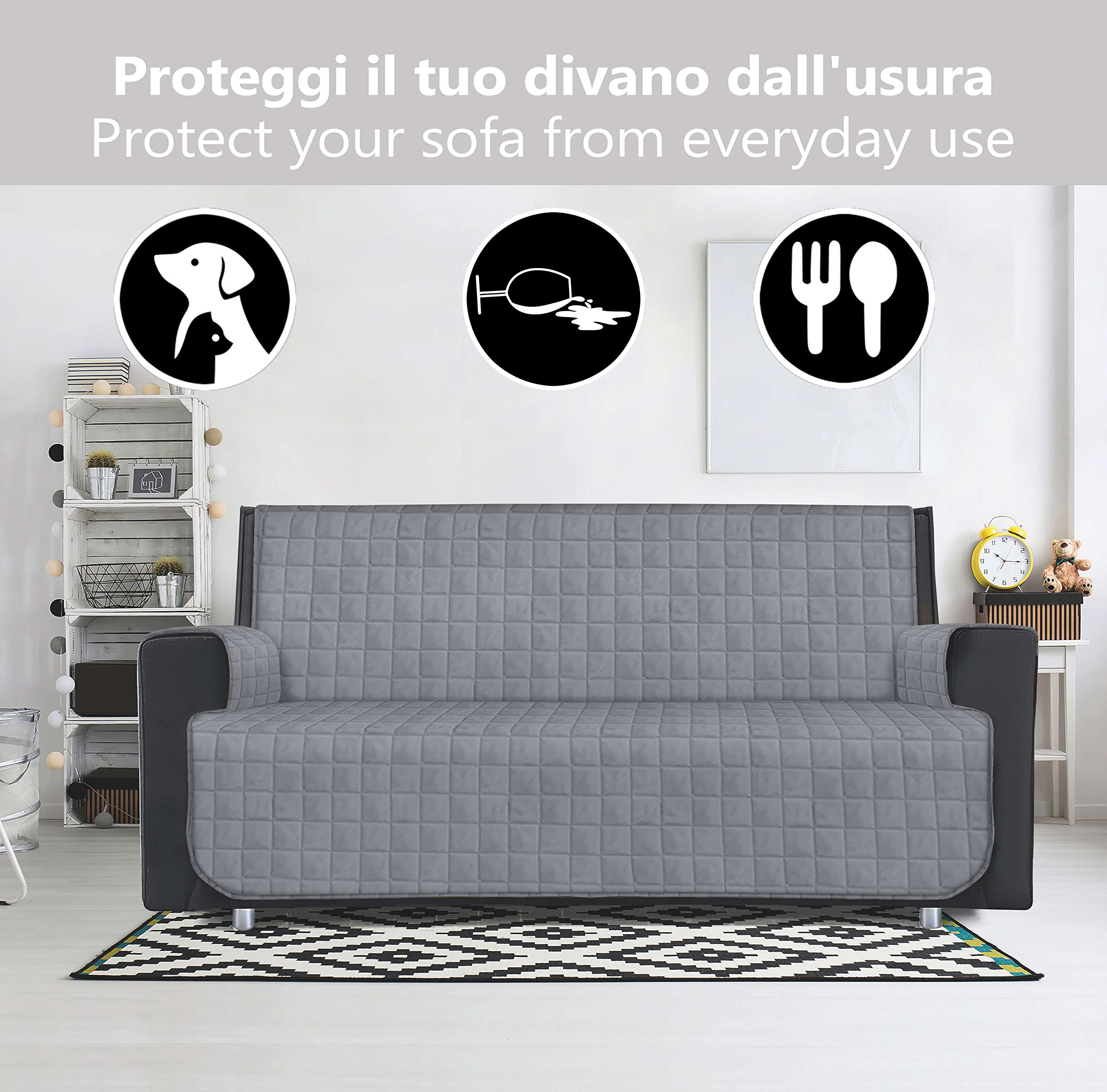 HomeLife Funda Sofa 3 Plazas Funda Sofa Impermeable|Fundas De Sofá Antipelos De Mascotas|Fundas De Sofás De Algodón|Funda Sofa Acolchada Italiana