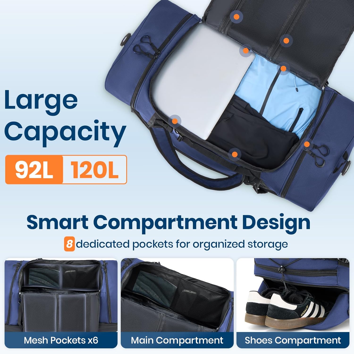 Fanwoli Extra Large 120L Expandable Rolling Duffle Bag with Wheels, 30" Foldable Heavy Duty Duffel Backpack, Durable Water Resistant Collapsible Bag for Moving, Camping, College Dorm