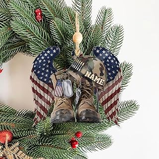 Personalized Military Uniform Ornament – 2D Flat Acrylic or Wood, Custom Name & Rank, Branch Colors, Service Member Christmas Tree Decor, Veteran Gift (D71)