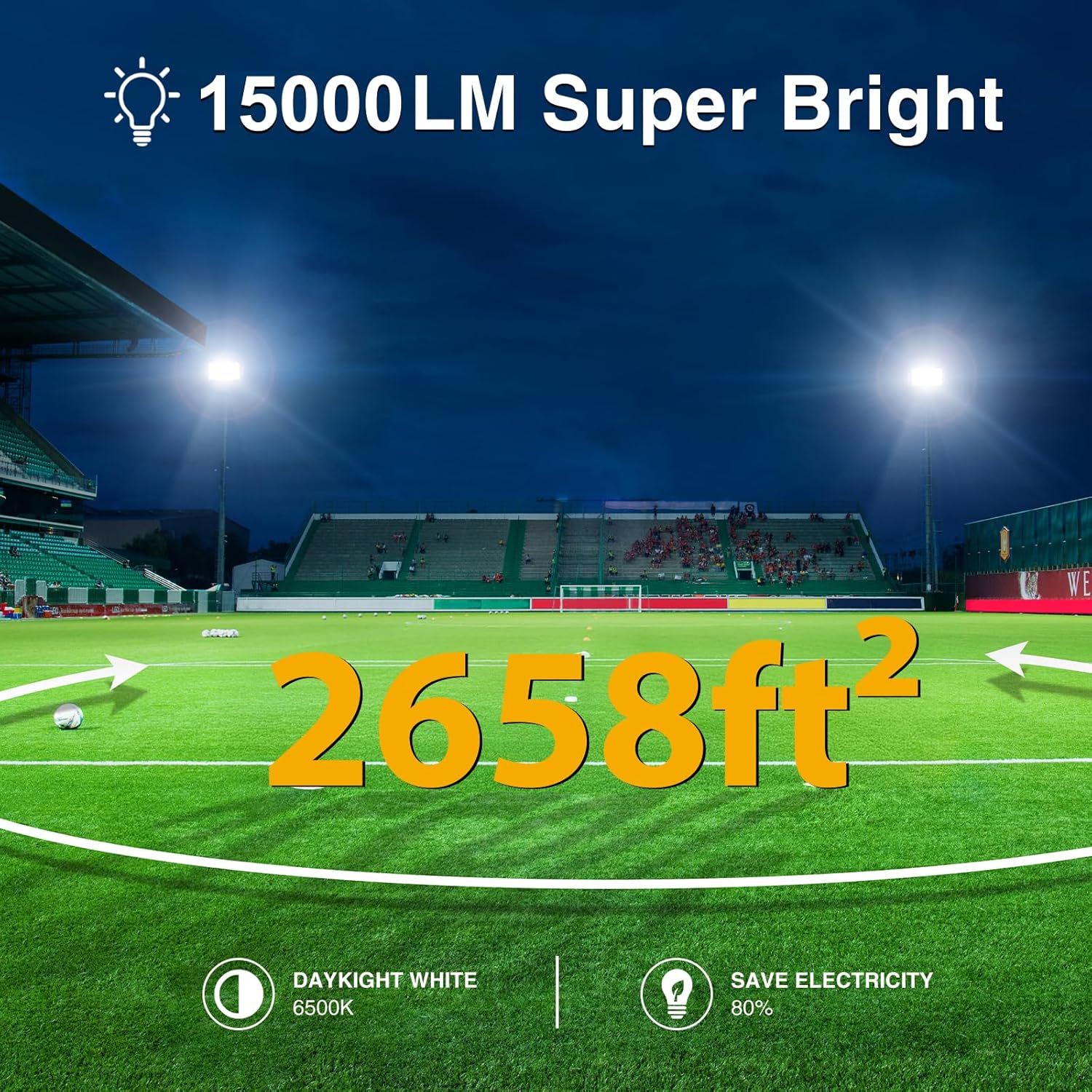 Onforu 150W Dusk to Dawn LED Outdoor Flood Light with Timer, Adjustable Brightness up to 15000lm, IP66 Waterproof Security Light with Plug for Yard 2 Pack