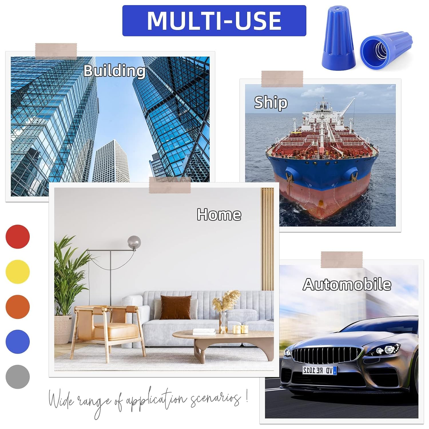 1000 Pcs Blue Wire Connector Nuts with Spring Quick Connection (AWG 22-14) | Insulating Insert Twist Electrical Wire Terminal, Electrical Connectors Nuts, Wire Caps