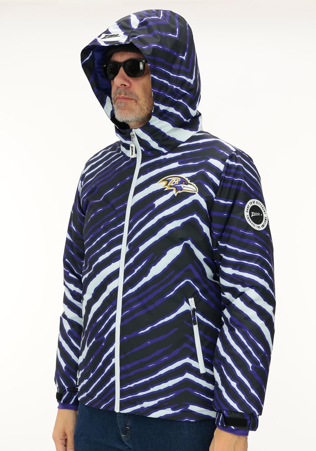 Zubaz NFL Adult Men and Women's Team Color Zebra Striped Bleacher Blazer Snow Jacket (X-Small - 3X-Large) - Image 2