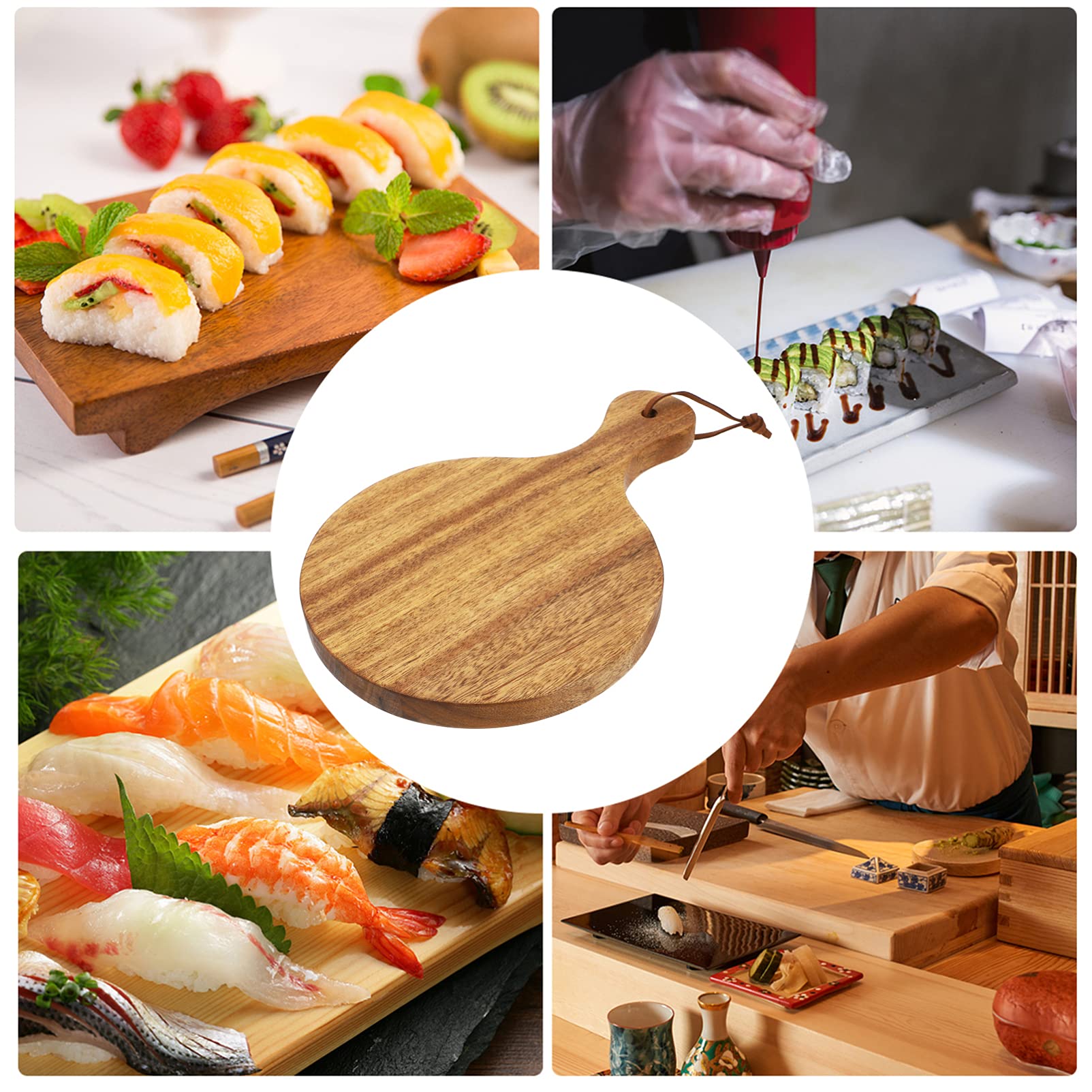 Round Wooden Serving Tray & Chopping Board – Natural Wood, 10-inch, For Charcuterie, Pizza, Bread & Desserts