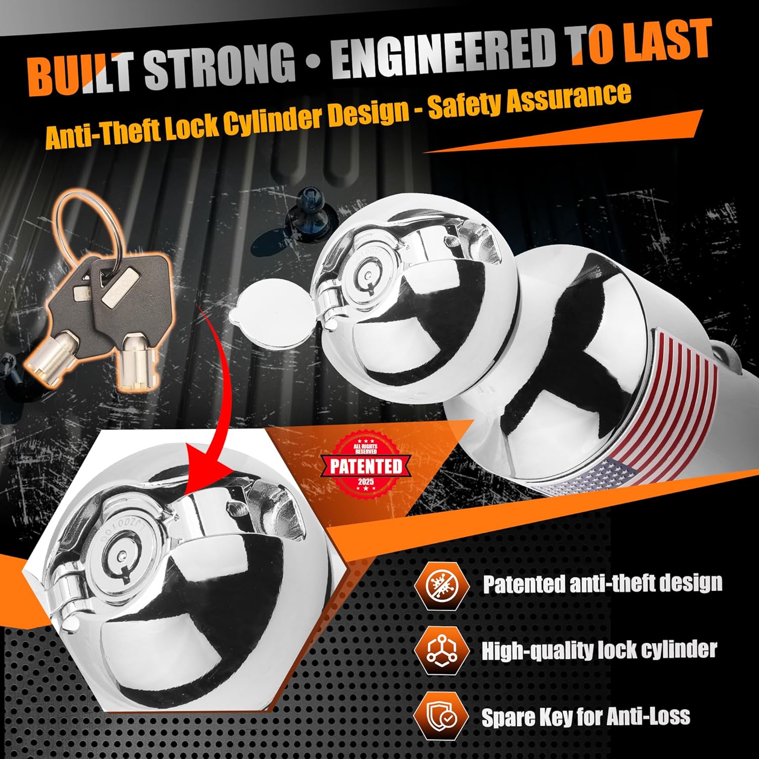 60639 Puck System Gooseneck Hitch Kit with Anti-Theft Lock for F250 F350 F450 Silverado 2500/3500HD, Sierra 2500/ 3500HD, Titan XD, 2-5/16" gooseneck Ball, Three-Steel-Ball Locking System, 38000lbs