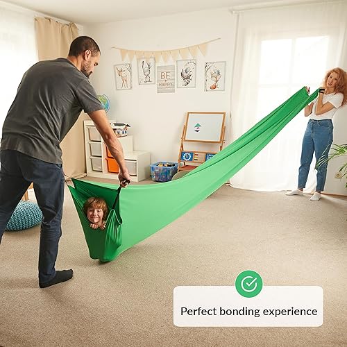 Vista 23 de Túnel sensorial para niños Juego de compresión sensorial para tu hijo Túnel de tela Tubo de elastano Hoja de conceptos para niños para Azul