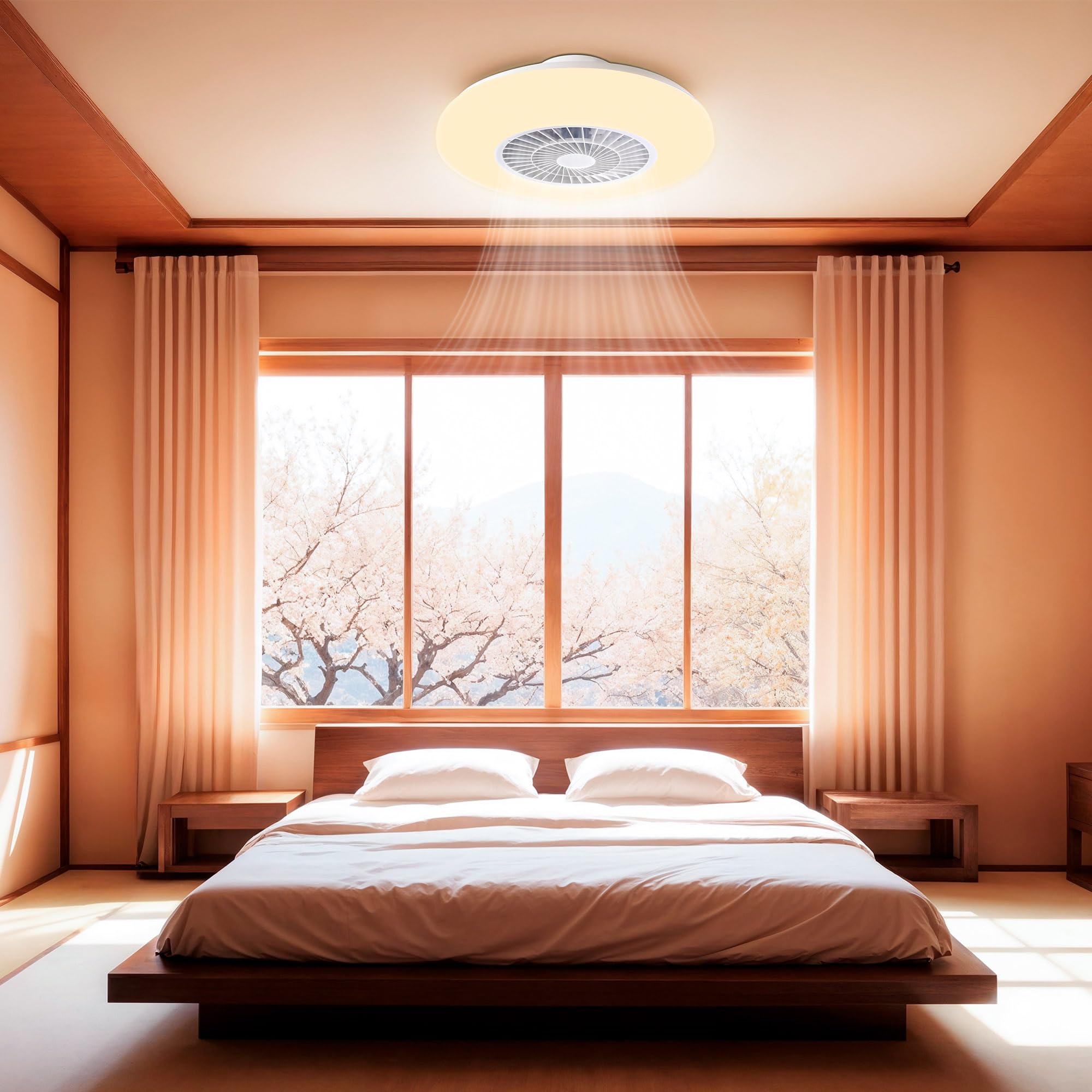 Zephir Ventilatore Plafoniera LED Con Telecomando 45W, RGB E CCT, 6 Velocità, Timer, Funzione Reverse, 5 Pale Trasparenti