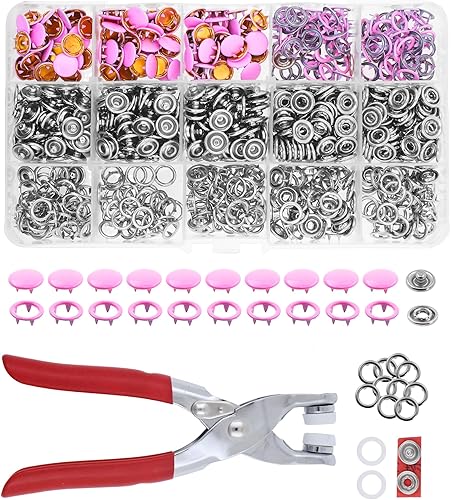 Miniatura 16 de Kit de botón de presión de metal Mandala Crafts - Botones a presión y herramienta de cierre a presión - Cierres coloridos de 9.5mm para coser, ropa