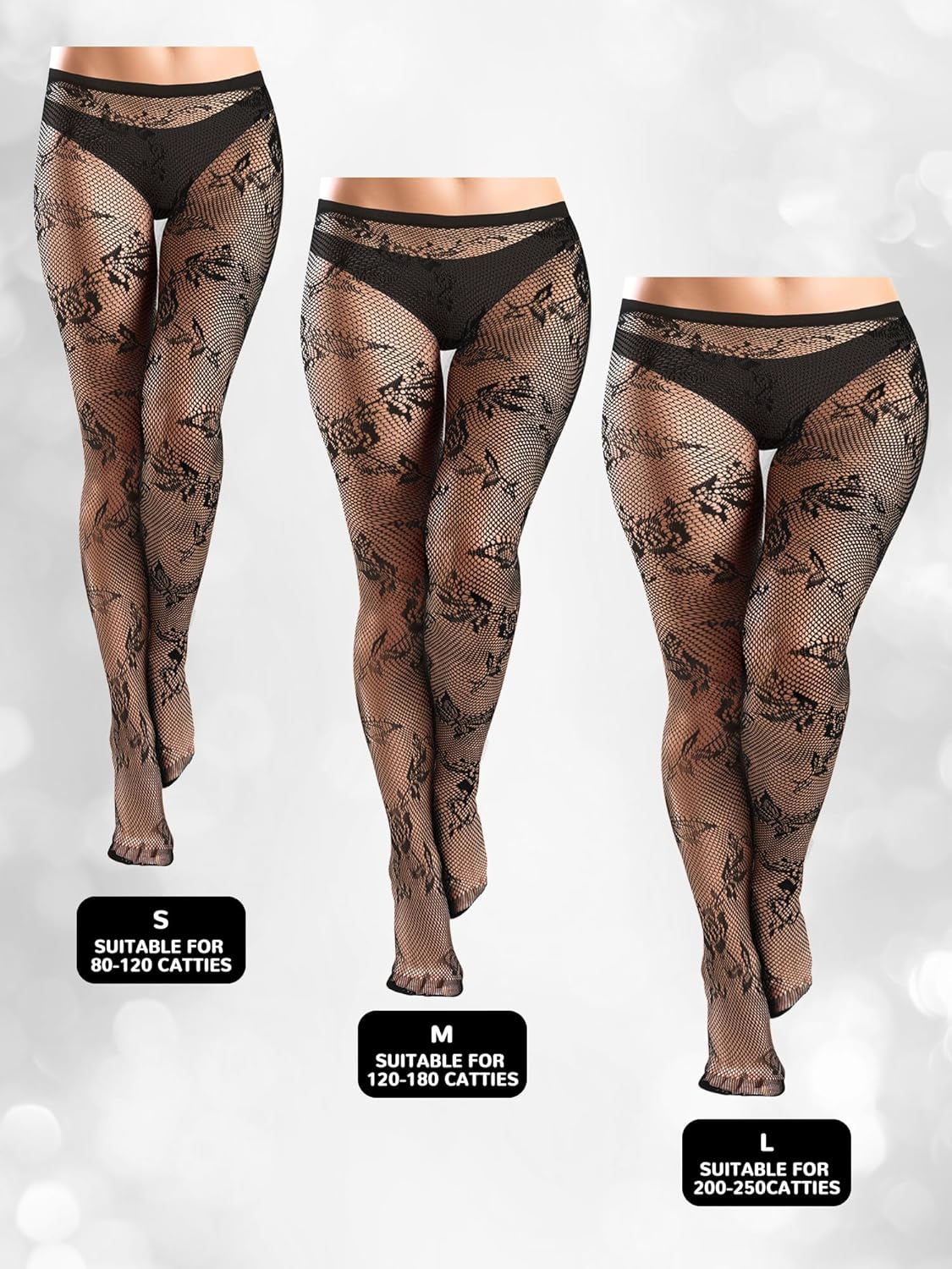 Ramede 6 Pairs Halloween Fishnet Stockings for Women Lace Tights Patterned Thigh High Floral Waist Goth Leggings Pantyhose - Image 3