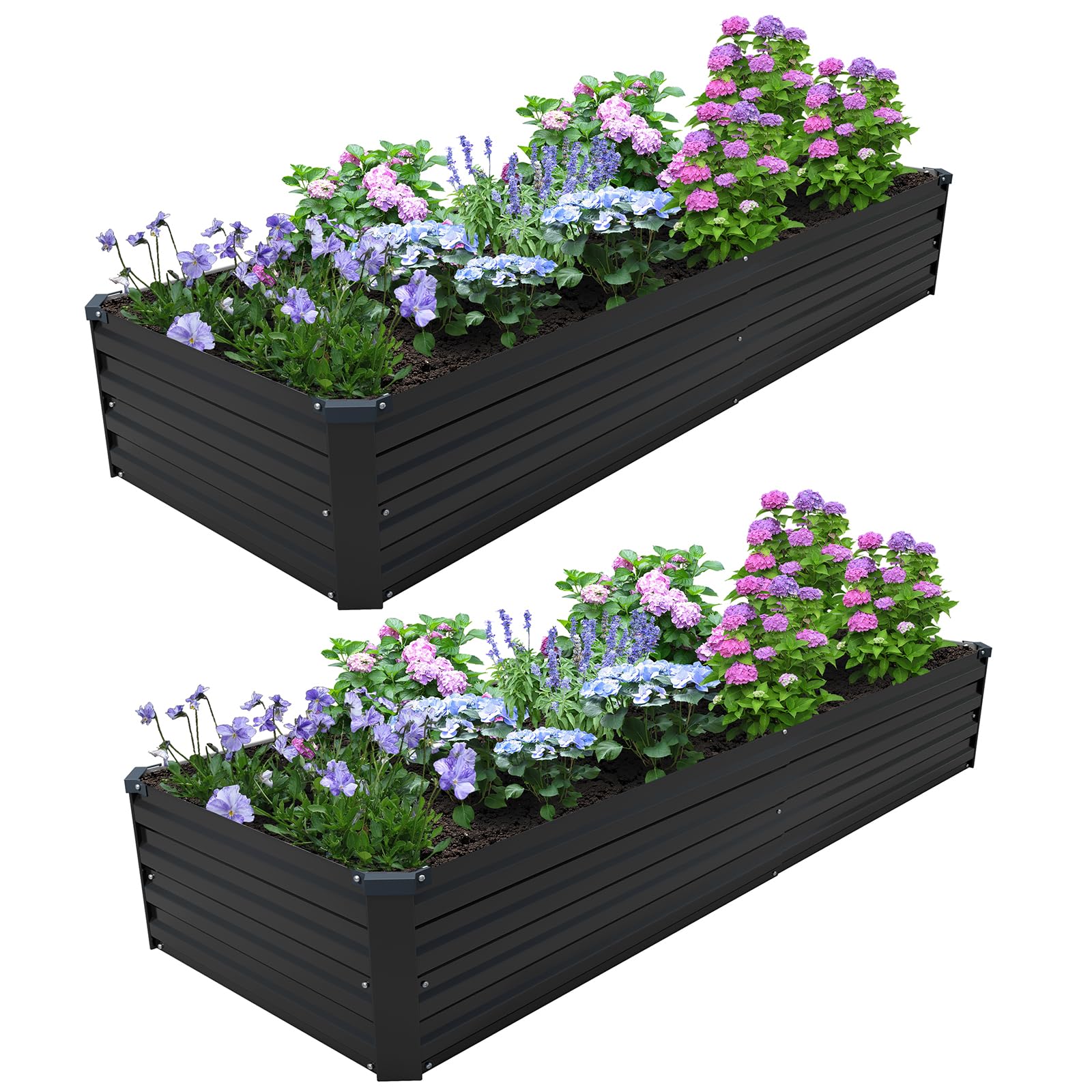 ZUNUDA 8x2x1FT Galvanized Raised Garden Bed Kit 2-Pack