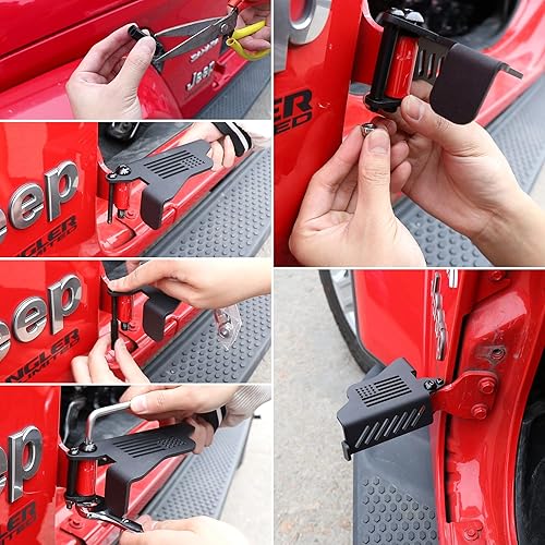 Miniatura 2 de Sukemichi - Estribos delanteros de acero negro para Jeep, bisagra de puerta exterior, pedales de reposo para Jeep Wrangler JK JL 2007-2023, 1 par