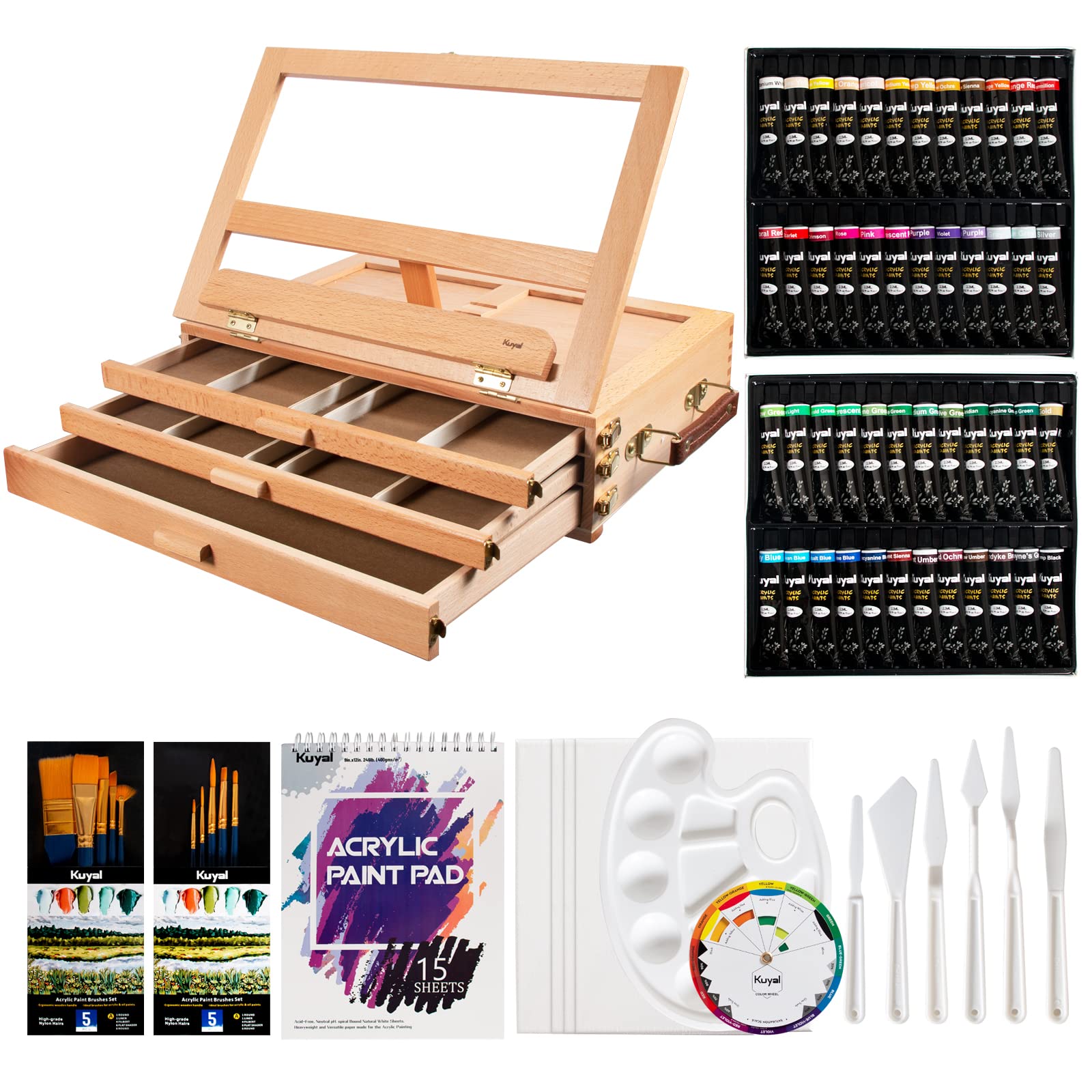 Buy Kuyal Acrylic Painting Set Adjustable op Easel, 48×22ML Acrylic