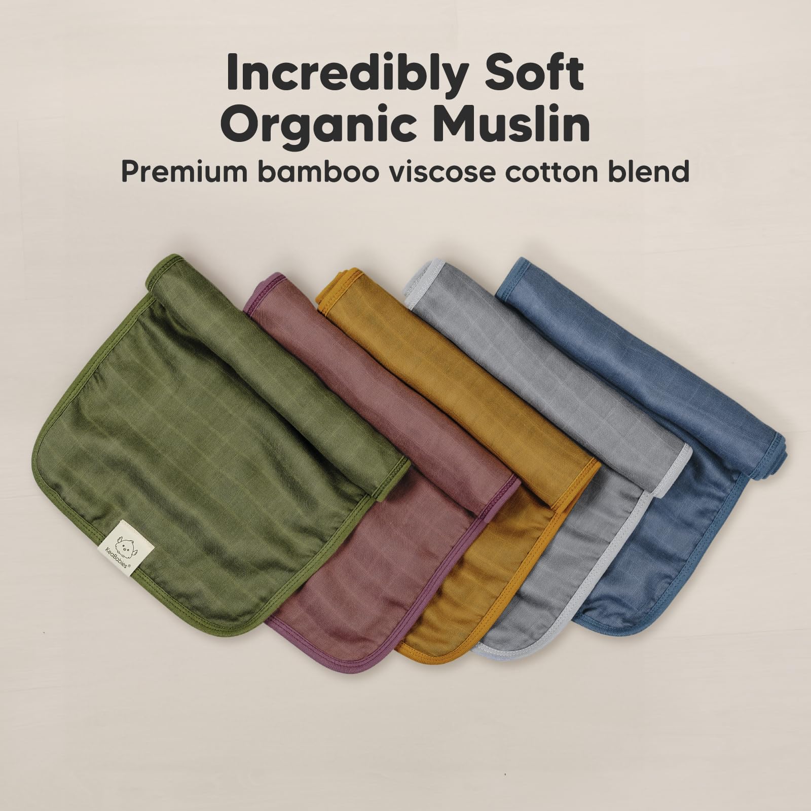 KeaBabies 4-Pack Muslin Swaddle Blankets & 5 Burp Cloths - Organic Cotton Baby Essentials Set