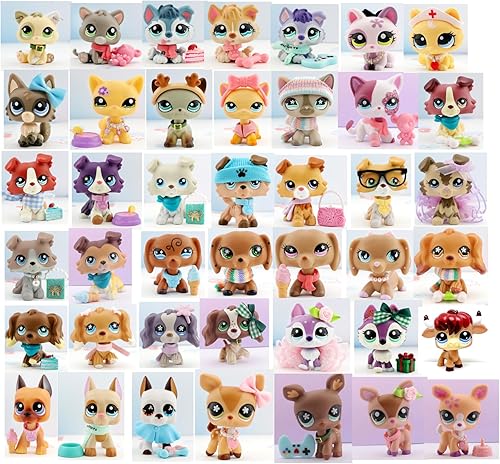 Juego de 3 mascotas LPS al azar y 7 accesorios LPS LPS de pelo corto gato agachado gato lobo y Collie Cocker Spaniel gran danés perro salchicha disponible en Yaxa Colombia