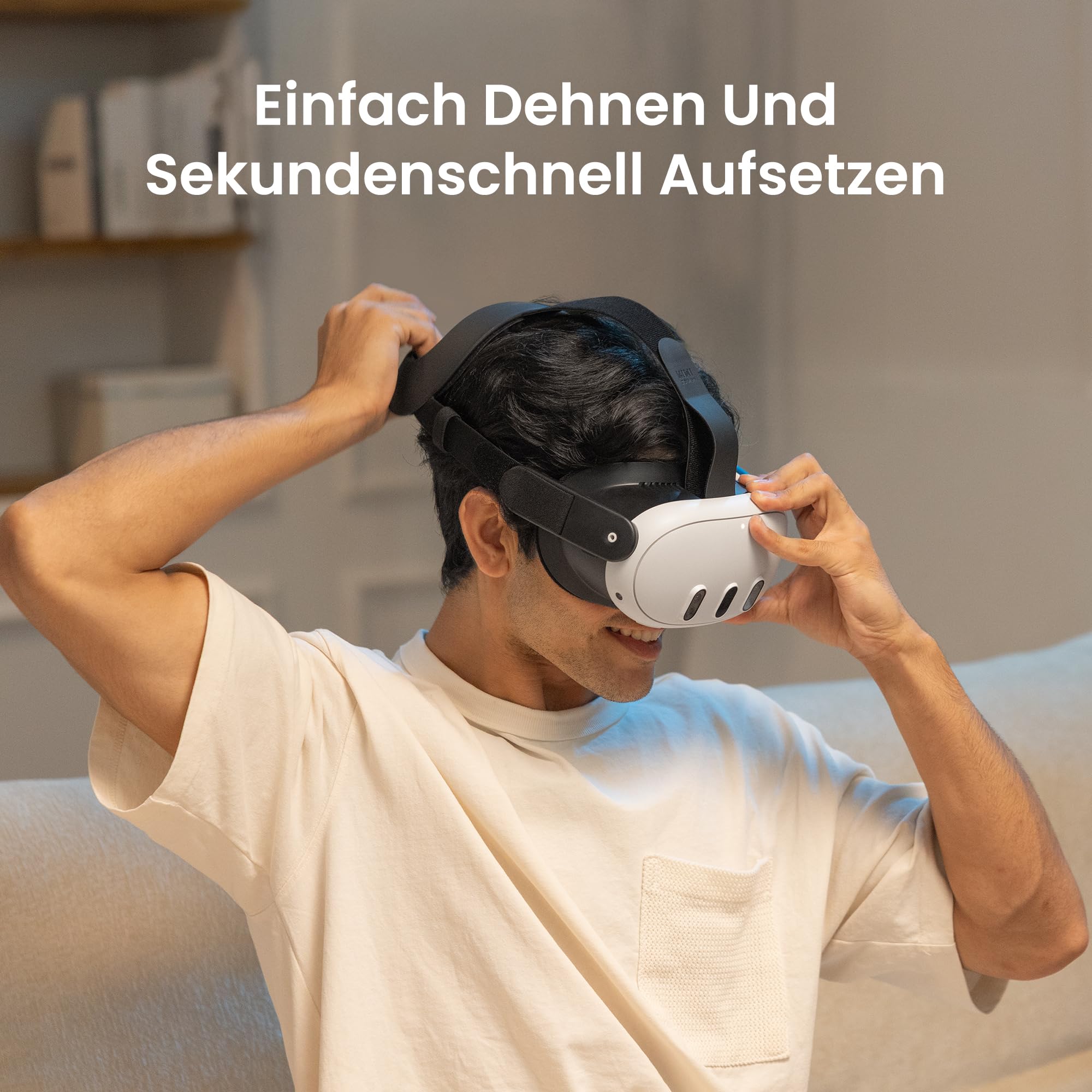 KIWI design K4 Flex Komfort Kopfband für Meta Quest 3/3S, Verstellbarer Elite Strap mit PU-Schaum für Verbesserten Komfort und VR-Spieleimmersion (Ohne Batterie)