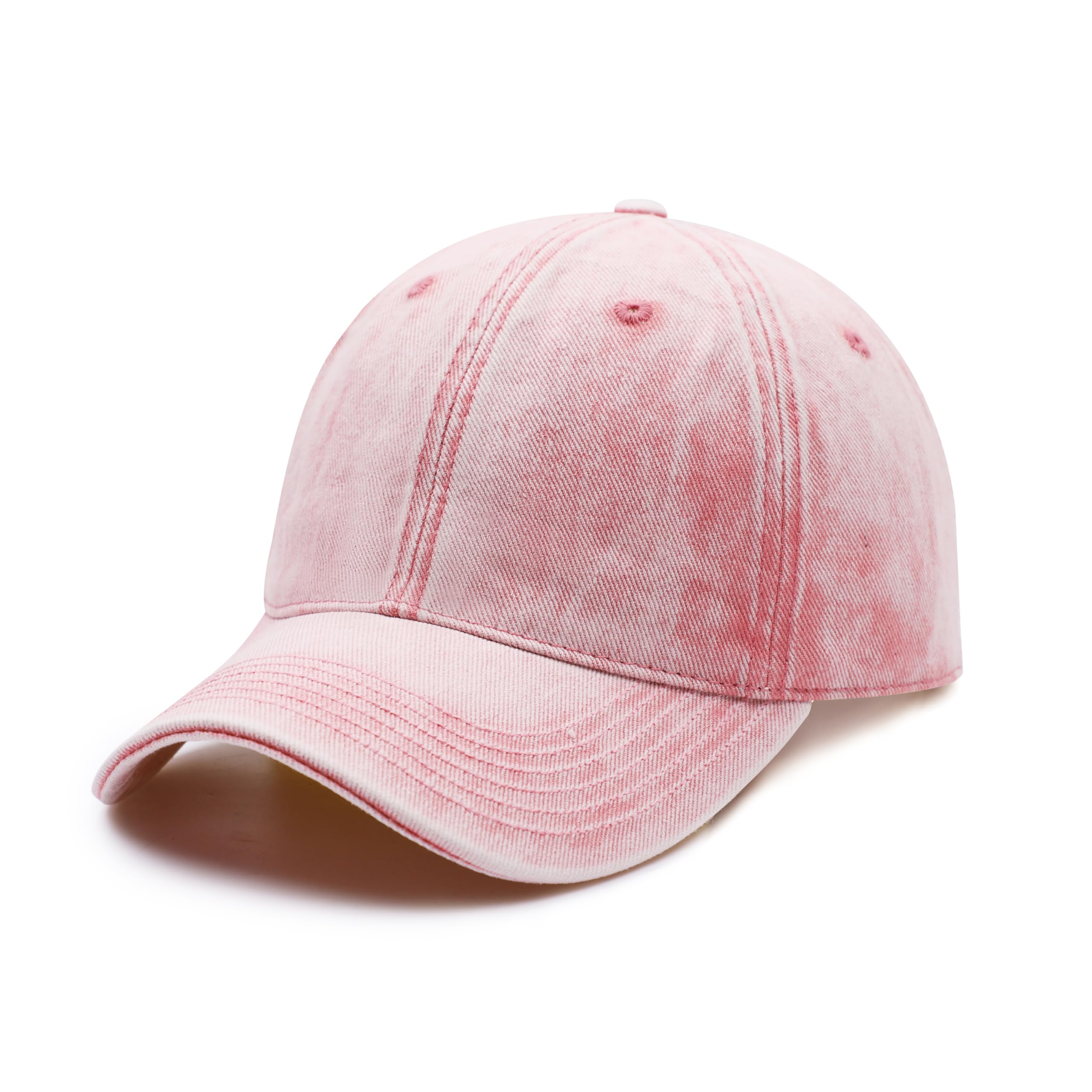 Vintage Cotton Washed Baseball Caps Adjustable Distressed Dad Hat for Men Women (Pink)