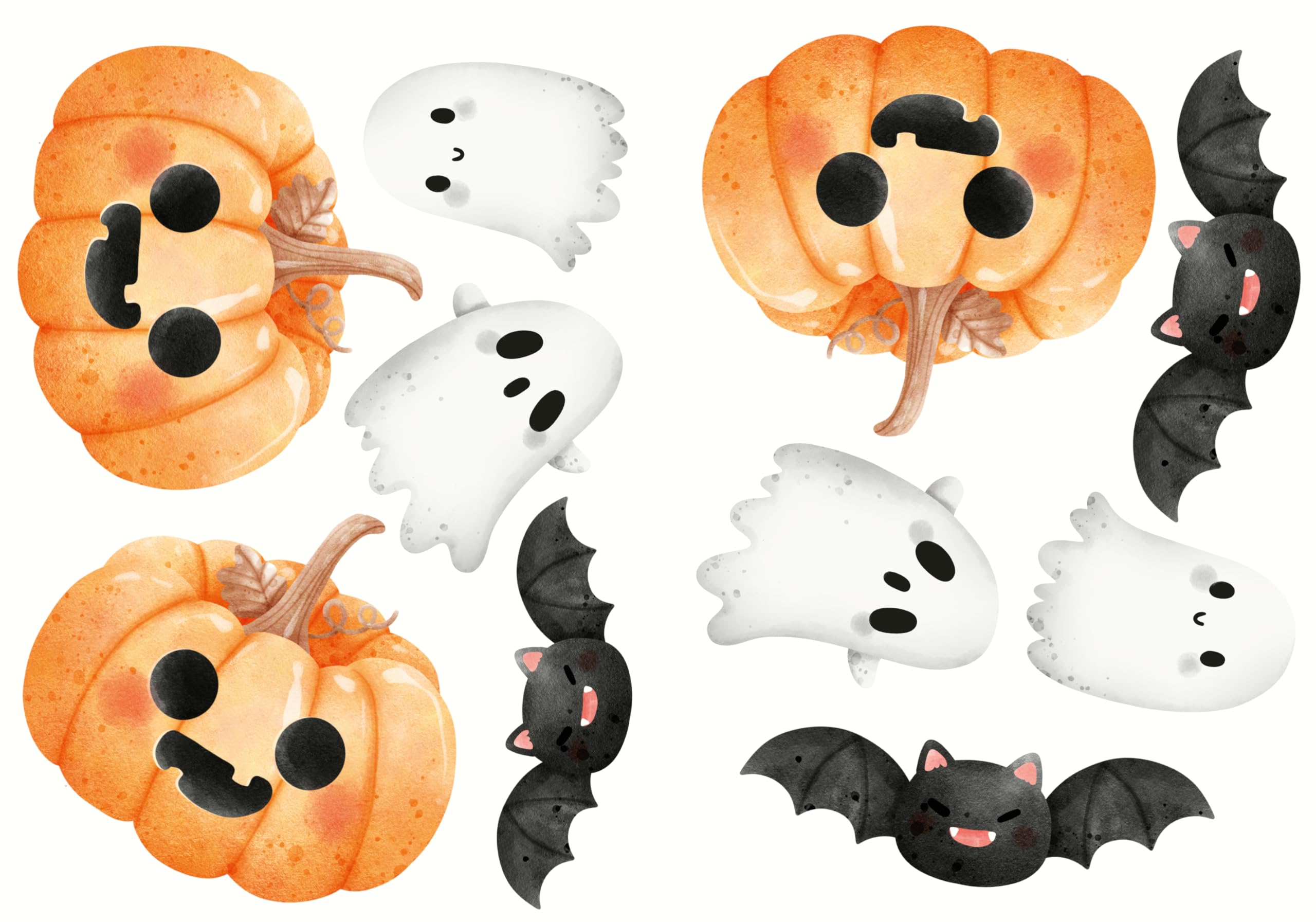 QuoteMyWall Halloween Window Stickers Decorations for Home Kids, Scary Halloween Pumpkin Bats Skulls Gnomes Ghosts Decals Removable Stickers for Home Office Shop Party (Bats, Ghosts & Pumpkins)