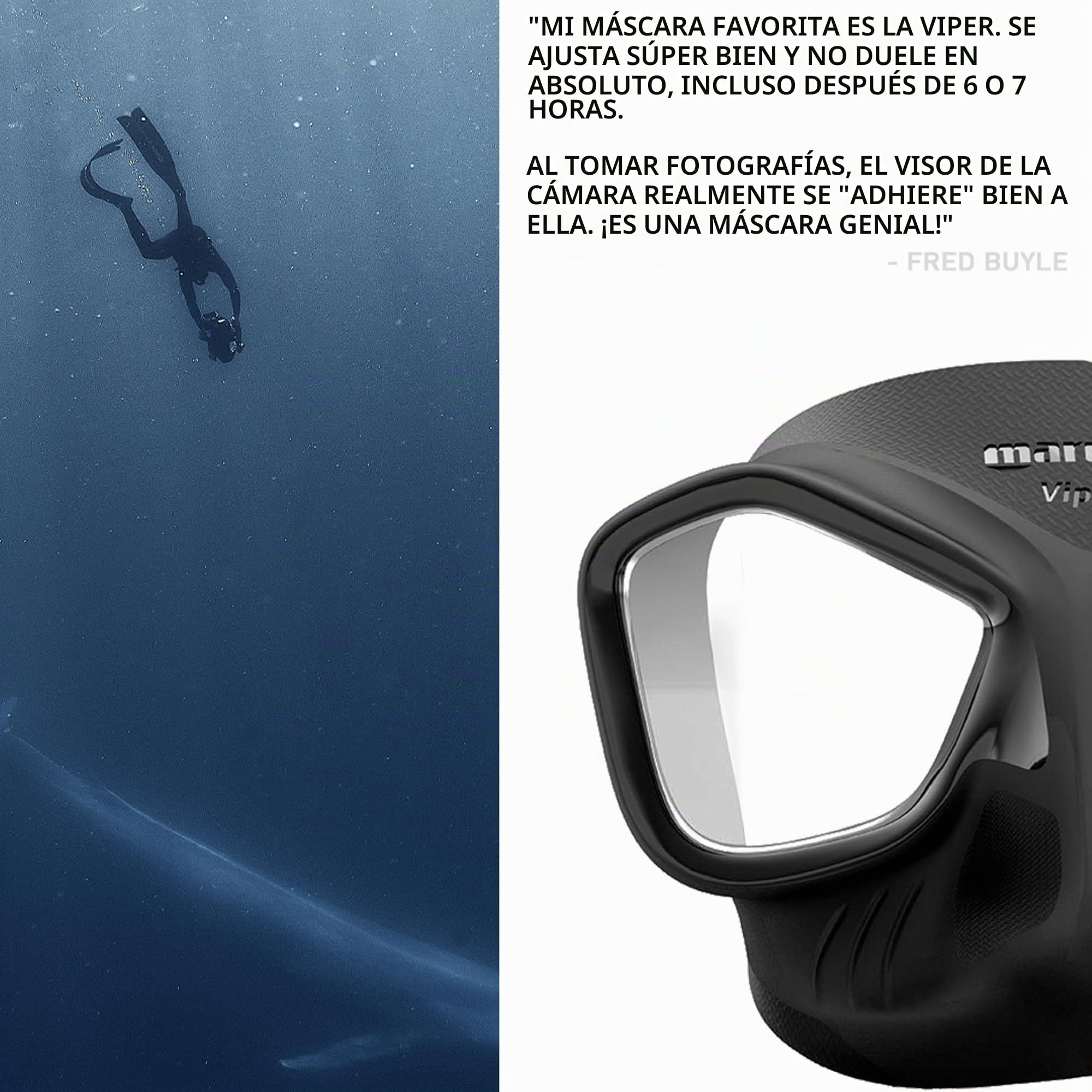 Mares Viper - Máscara Apnea Volumen Mínimo, Falda Anatómica Silicona Anti-Vaho, Pesca Submarina